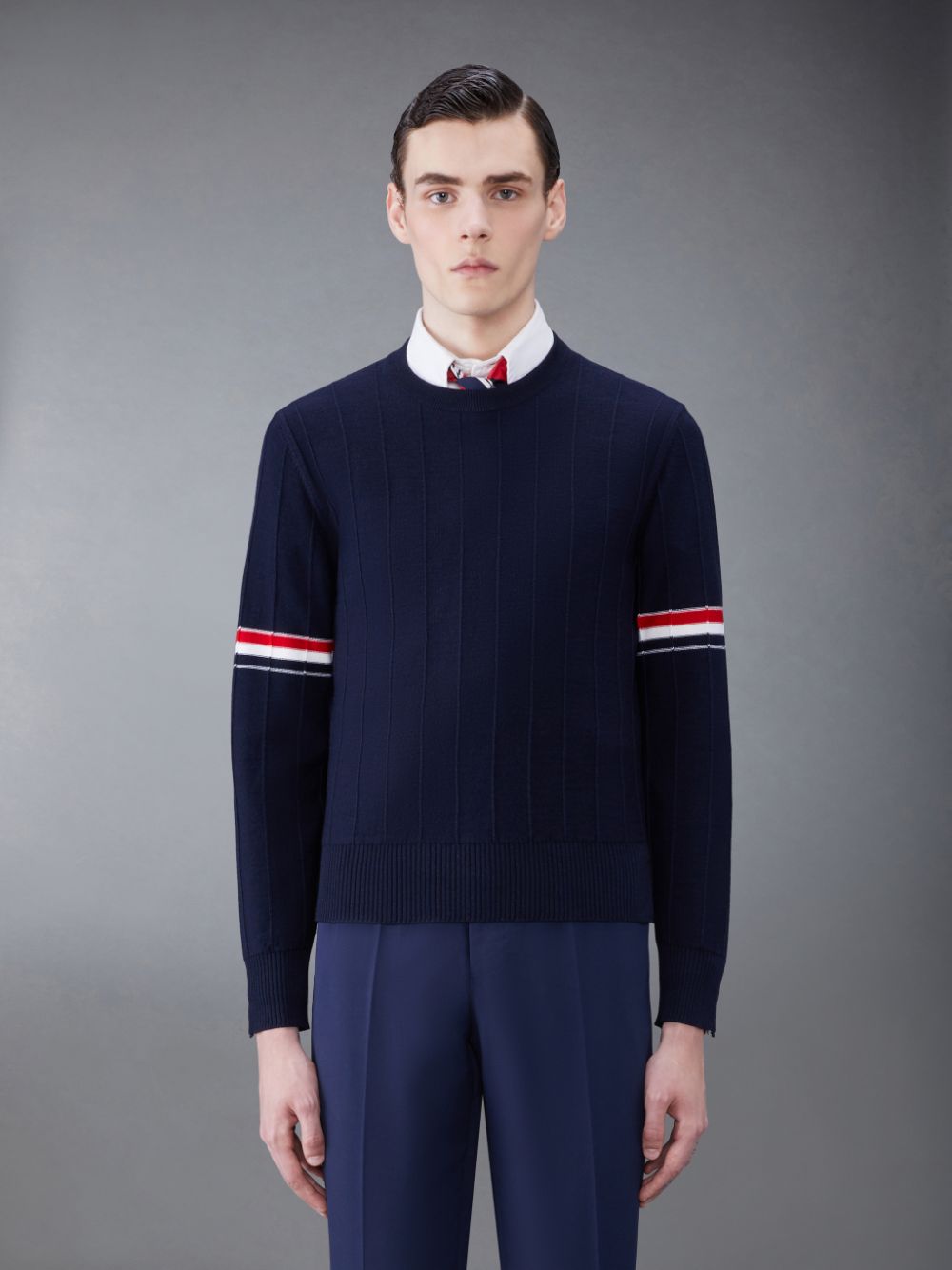 Thom Browne Wool Relaxed Men Pullover Blue | VKF42X55880