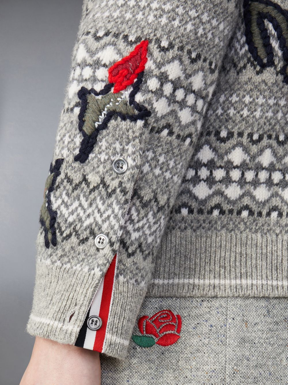 Thom Browne Wool Rose Women Cardigan Grey | ACZ51A08458