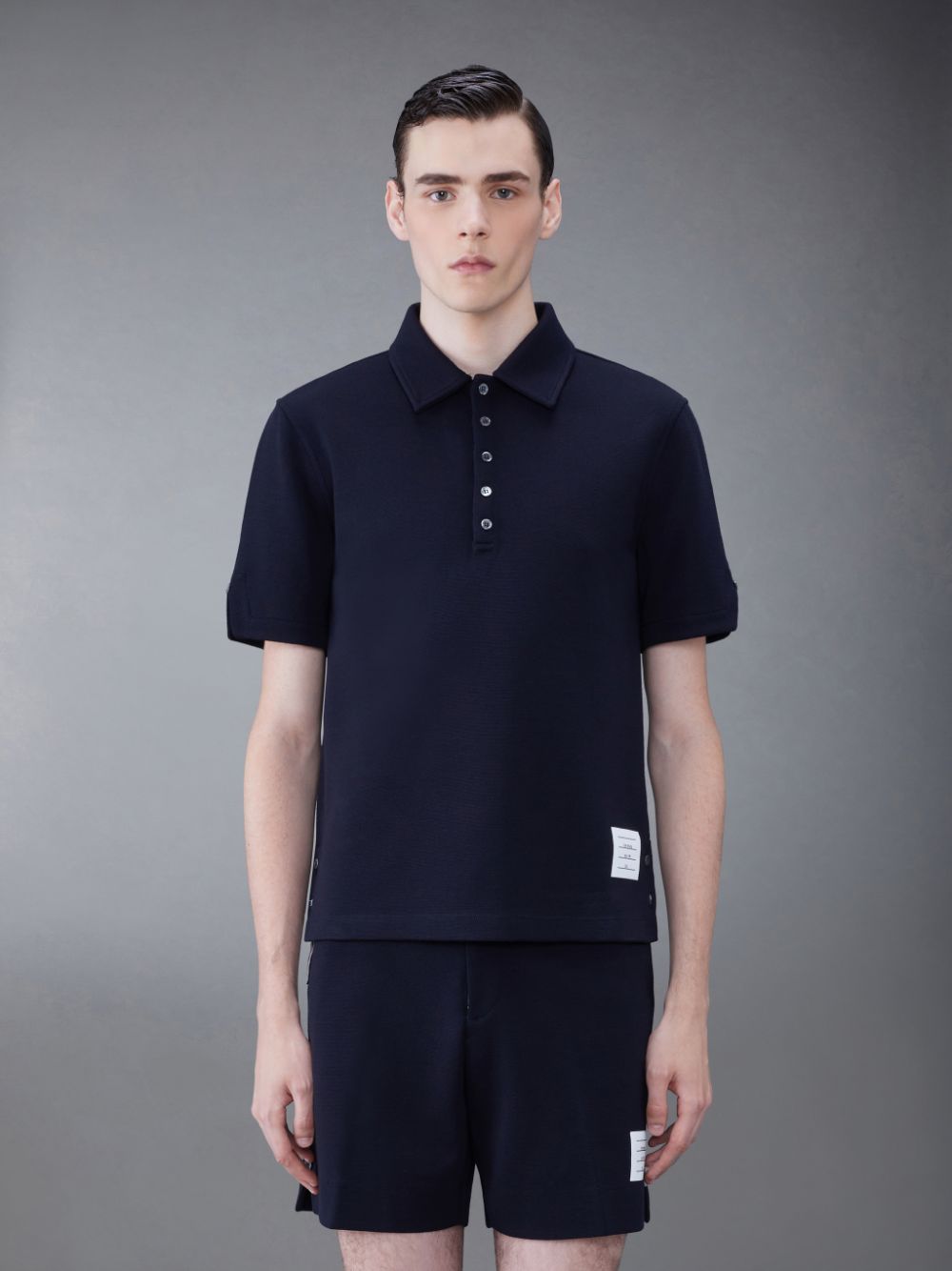 Thom Browne Wool Short Sleeve Men Polo Shirt Blue | INZ31E18968