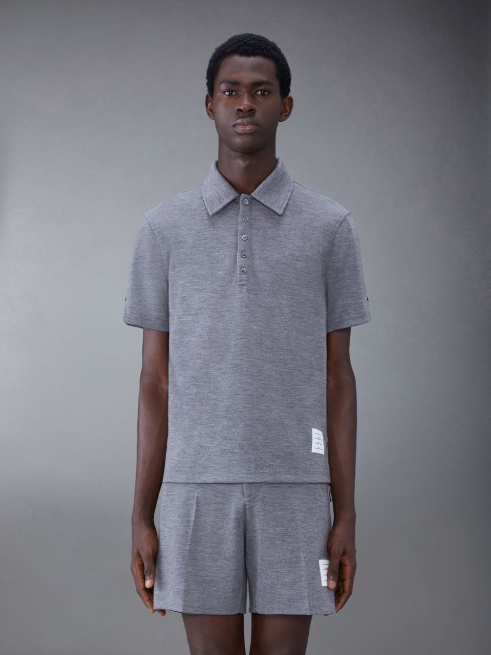 Thom Browne Wool Short Sleeve Men Polo Shirt Grey | AEO80G15810