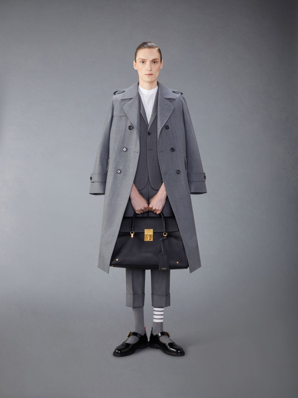 Thom Browne Wool Twill Unconstructed Trench Men Coats Grey | MDA80W01502