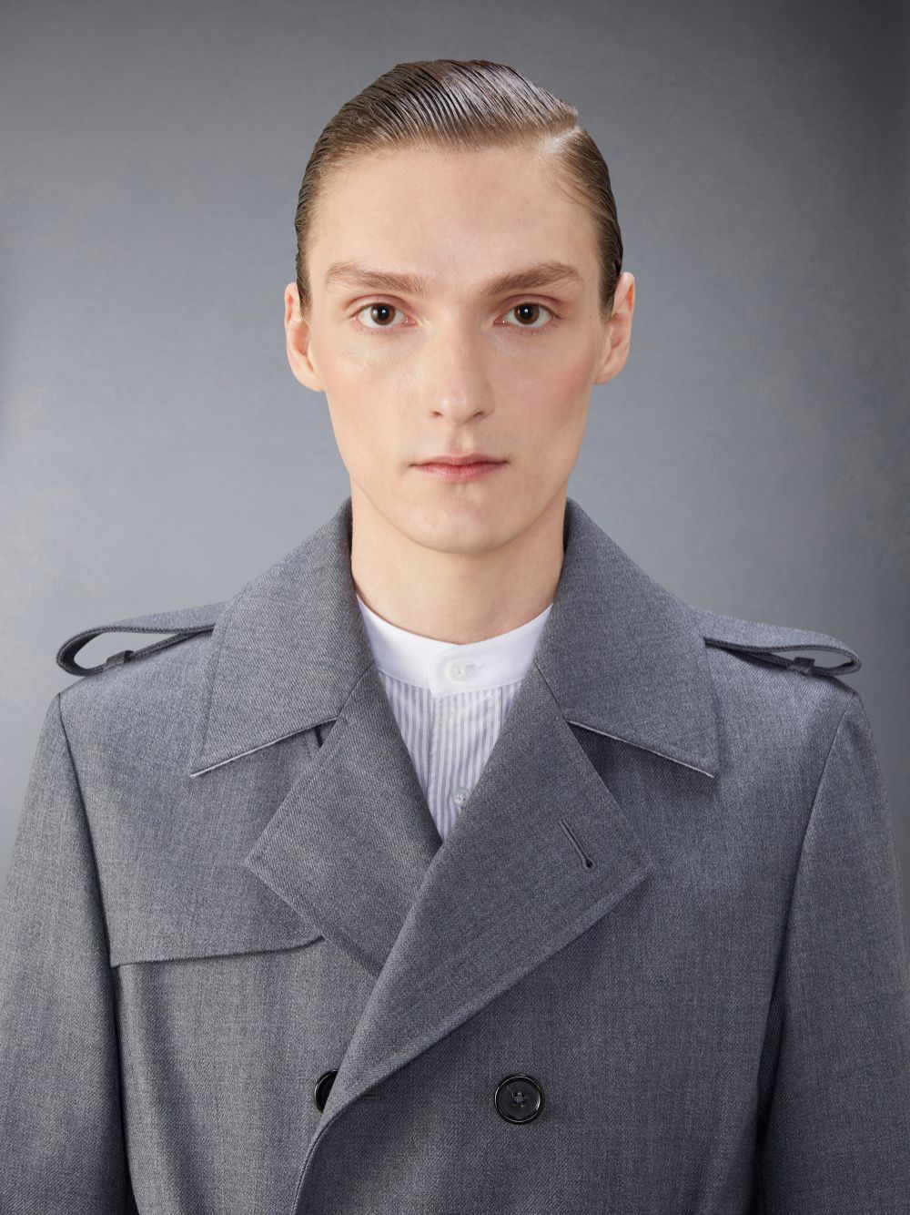 Thom Browne Wool Twill Unconstructed Trench Men Coats Grey | MDA80W01502