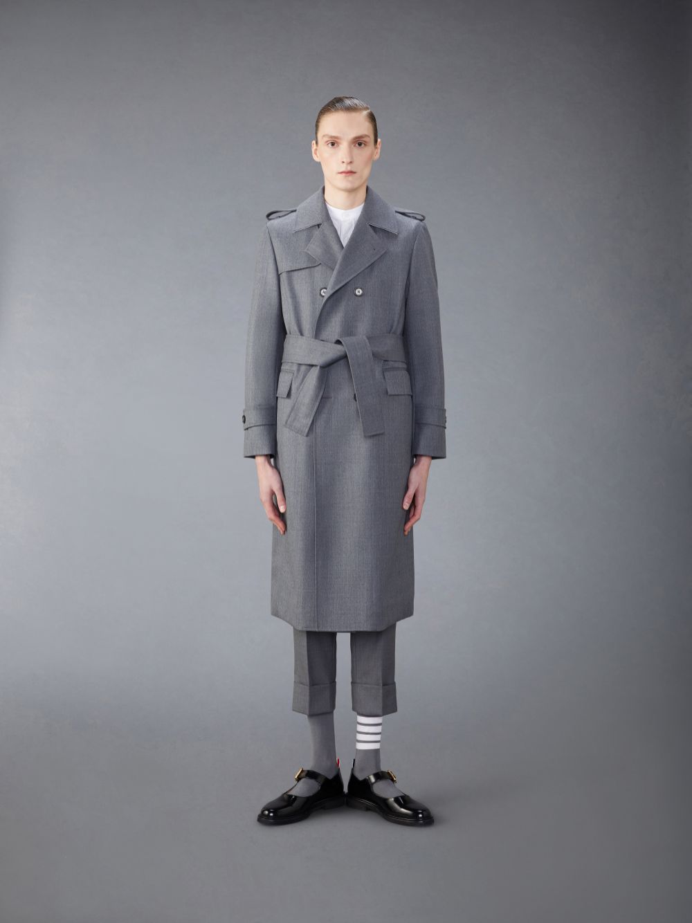 Thom Browne Wool Twill Unconstructed Trench Men Coats Grey | MDA80W01502