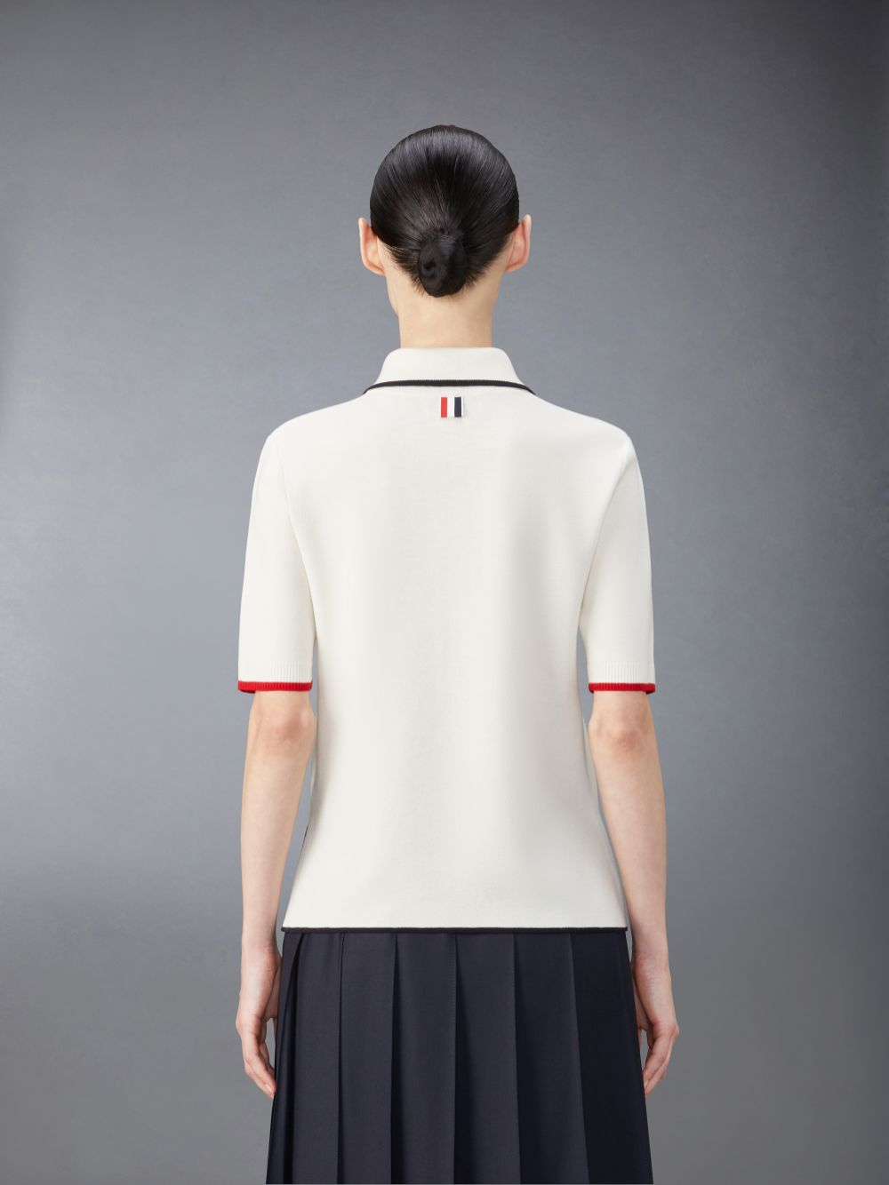 Thom Browne Wool Zip up Women Polo Shirt White | ISH40B48083