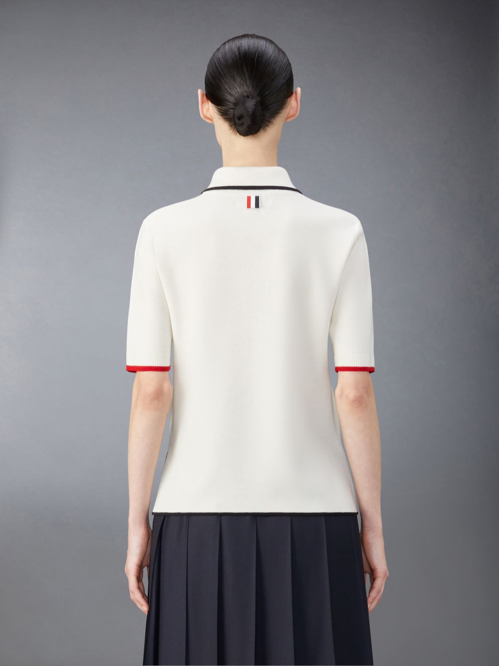 Thom Browne Wool Zip up Women Polo Shirt White | ISH40B48083