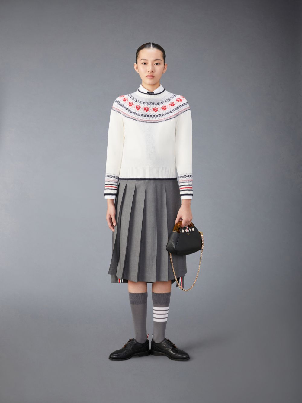 Thom Browne Wool and Mohair Rose Women Pullover White | QCJ14H87321