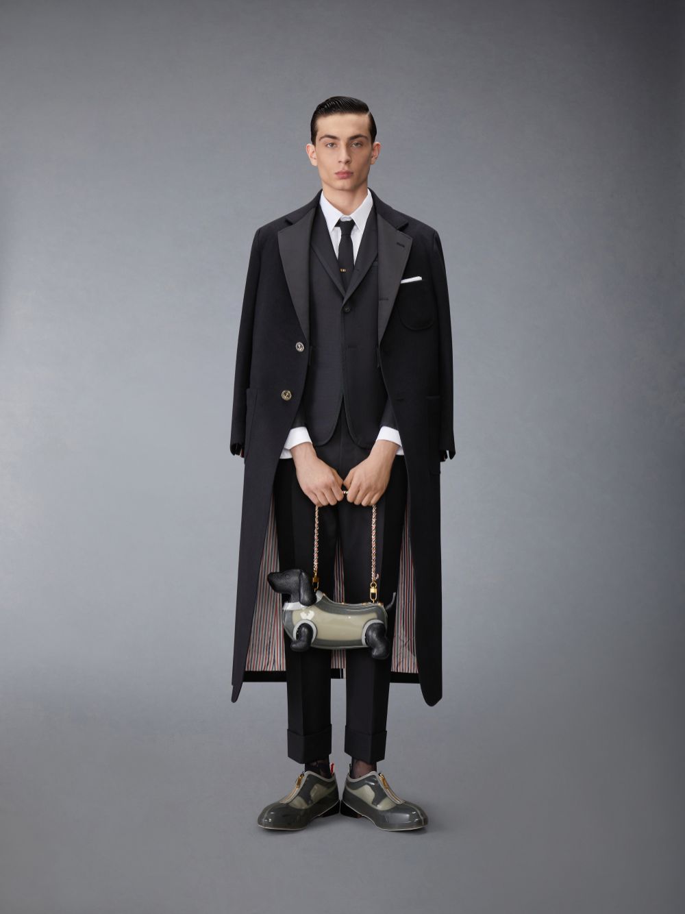 Thom Browne Zibeline Cashmere Maxi Soft Shoulder Men Coats Black | QZG39Q41426