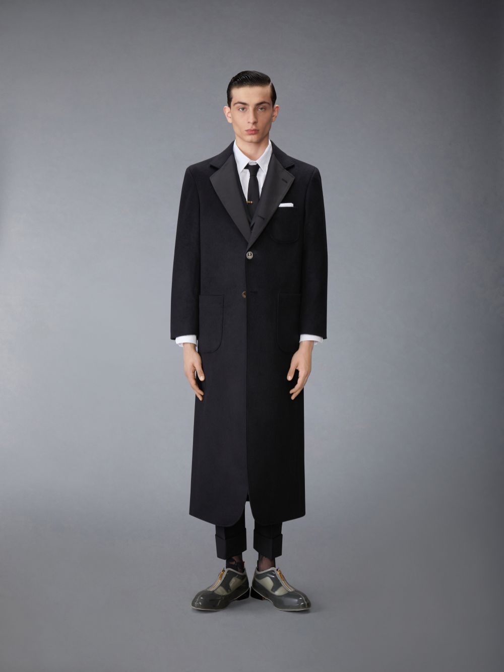 Thom Browne Zibeline Cashmere Maxi Soft Shoulder Men Coats Black | QZG39Q41426