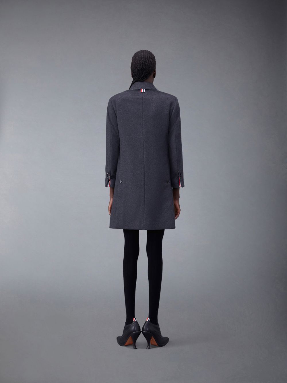 Thom Browne Zibeline Melange Cashmere Classic Bal Collar Women Coats Grey | QKE37M91140