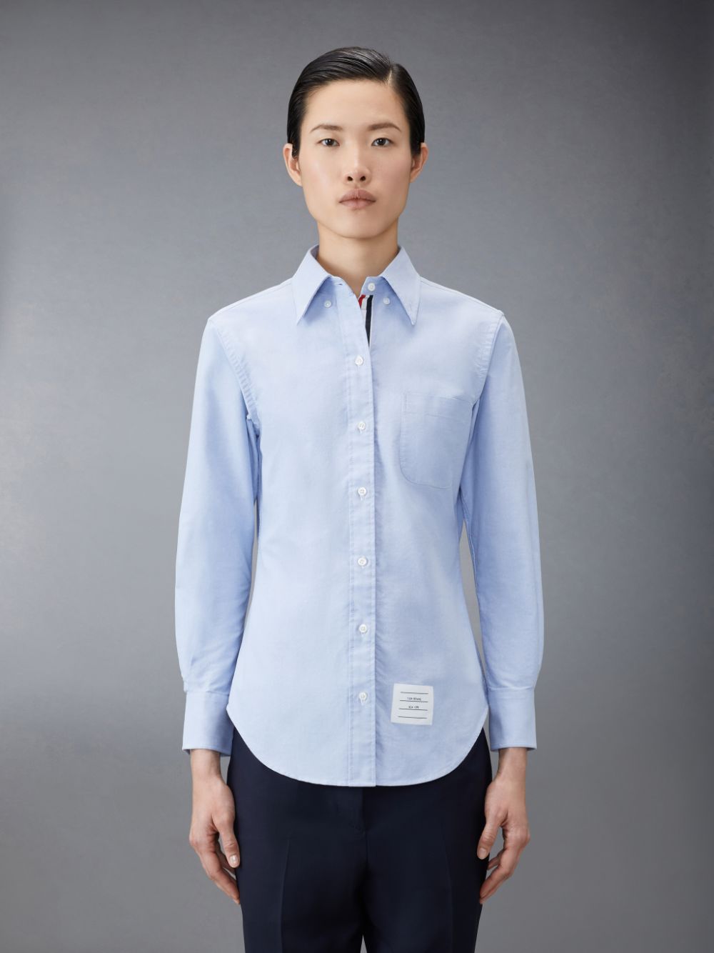 Thom Browne button-down cotton Oxford Women Shirts Blue | EFQ30Y13818