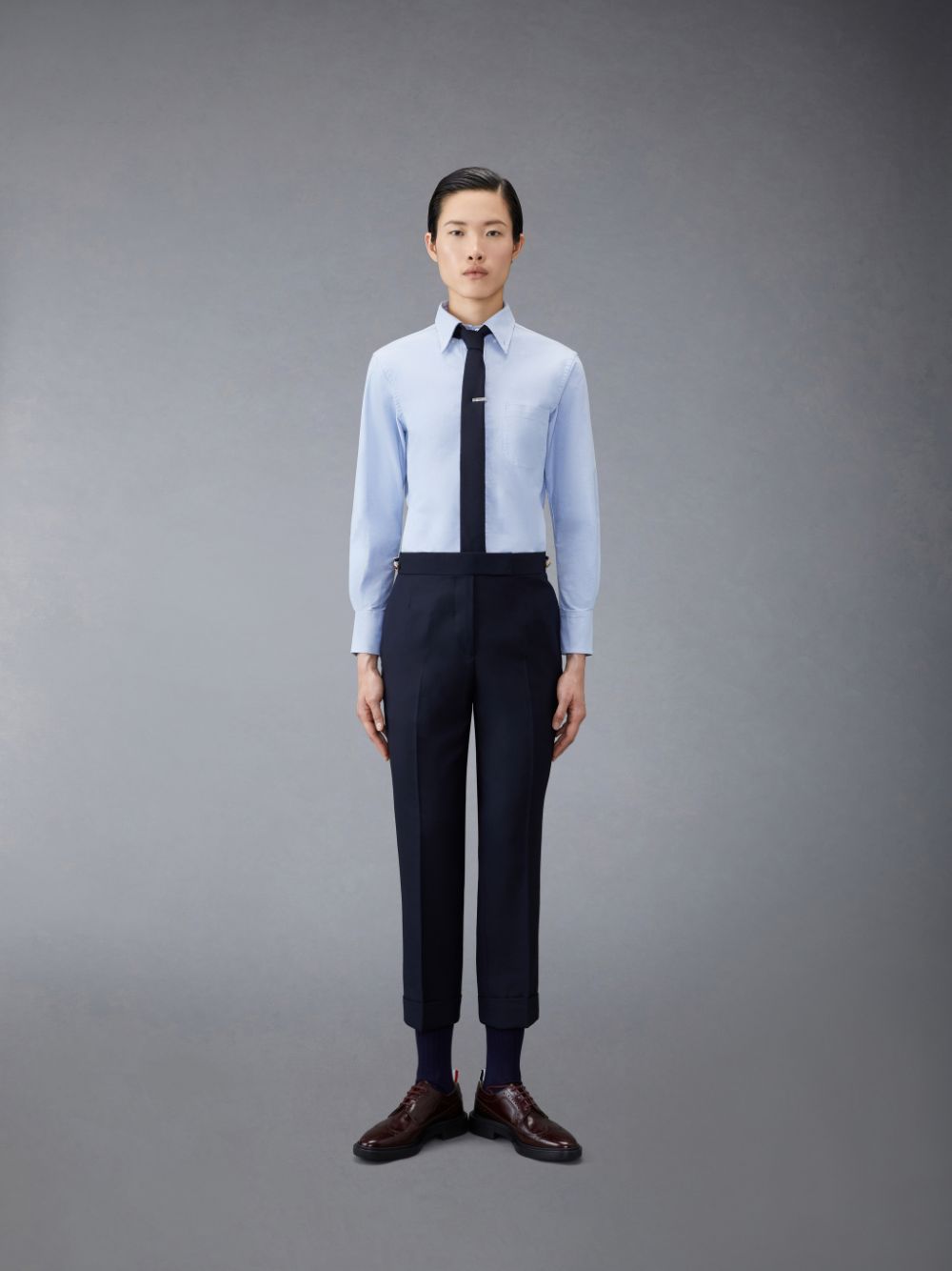 Thom Browne button-down cotton Oxford Women Shirts Blue | EFQ30Y13818