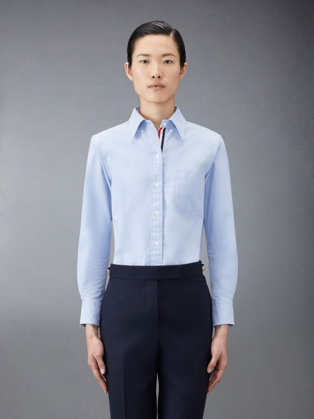 Thom Browne button-down cotton Oxford Women Shirts Blue | EFQ30Y13818