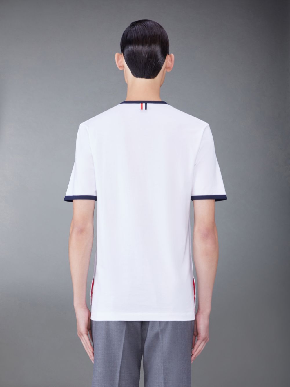 Thom Browne contrasting-trim Men T Shirts White | PCG72W55241