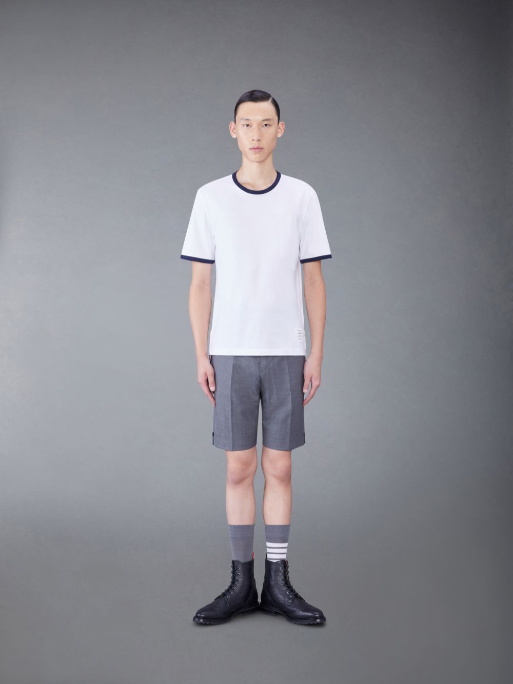 Thom Browne contrasting-trim Men T Shirts White | PCG72W55241