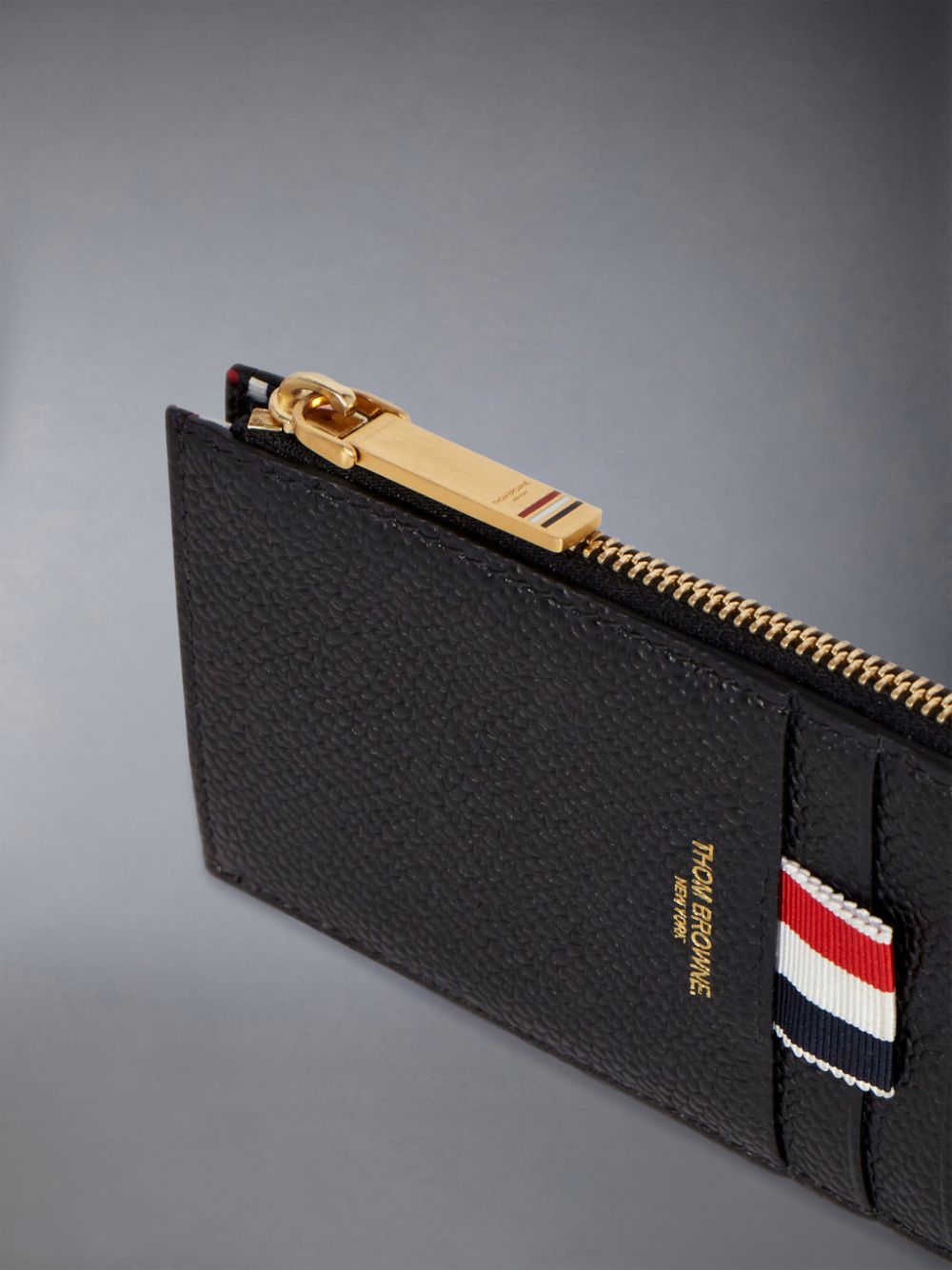 Thom Browne half-zip leather Men Wallets Black | JND37P30574