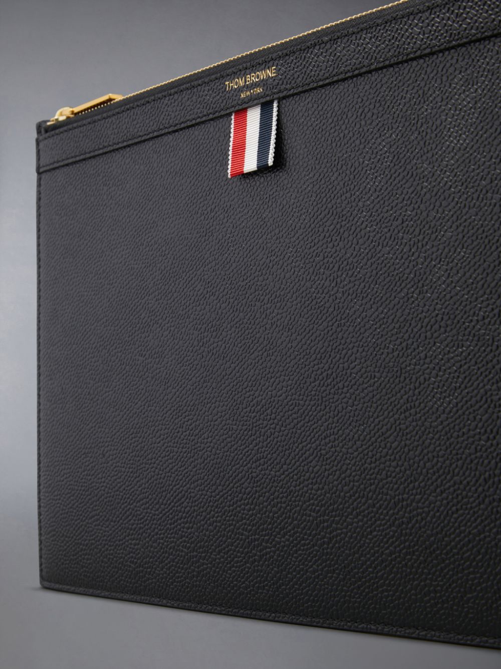 Thom Browne small leather Men Clutch Bags Black | UQH00B84822